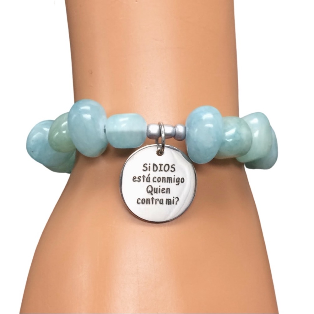 Inspirational Bracelet with Jade Natural Stones - Spiritual Message Bracelet